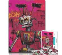 Robot in The Style of Basquiat Jigsaw Puzzles for Adults 1000 Piece Puzzle,Help The Brain Exercise Addictive Toys to Cultivate Patience A Work of Art (38x26cm)