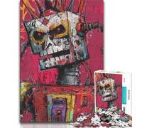 Robot in The Style of Basquiat Jigsaw Puzzles for Teenagers 1000 Jigsaws,Challenging To Complete But Fun And Humorous Unique Home Decor And Gifts 38x26cm