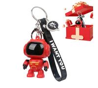 Robot key holder - Pendentif figurine articulée, détail de vision lumineux | Étiquette de transport de style mécanique, à main, à main, ornement à fermeture éclair, amélioration des appartenan
