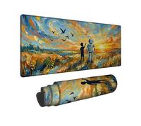 Robot Large Mouse Pad, Impressionism Landscape Child Sky Summer Orange Rubber Washable Extended Table Mousepad Accessories for Office Home Computer Laptop 16x36 Inch