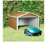 Robot Lawnmower Shed Galvanised Steel Brown 92x97x63cm Weatherproof Garage Small