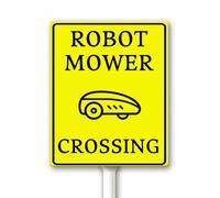 Robot Mower Crossing Yard Sign With Stake, Yellow Warning Sign Robot Mower Animal Caution Decor For Fence Lawn Garden Road, 18x22 CM Sturdy Aluminum Rustproof Fade Resistant Easy Install