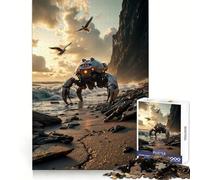 Robot on Beach at Sunset 1000 Pieces Jigsaw Puzzles for Adults Fine Logic Toy Leisure Time Neat Edge Art Collectible (50x75cm)