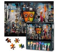 Robot Puzzles for Adults 1000 Pieces, Urban Street Graffiti Jigsaw Puzzles, Adult Puzzle for Adults, Educational Fun Games or Toys for Elders Friends 20X27 INCH