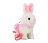 Robot Rabbit Realistic Toy, Interactive Talking & Walking Rabbit Toy for Kids, with Touch Sensing Voice Mimic Leash Remote Soft Fur, Educational Early Learning Toy for Boys & Girls (Pink)