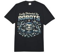 Robot Robotics Engineer Easily Distracted By Robots Comfort Colors Adult Heavyweight T-Shirt