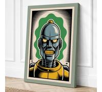 Robot Skull Ascendant Canvas Wall Art Print 24x16 Inch
