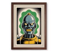 Robot Skull Ascendant Industrial Framed Wall Art Print A3 (42×29.7cm) Walnut, Wall Decor for Living Room, Bedroom, Office & Home, Ready to Hang, Art Gift