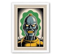 Robot Skull Ascendant Industrial Framed Wall Art Print A3 (42×29.7cm) White, Wall Decor for Living Room, Bedroom, Office & Home, Ready to Hang, Art Gift