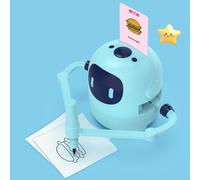 Robot Toys, Interactive Smart Drawing Robot for Boys and Girls Enlightenment Growth Educational Toys, Fun Learning with 100 Word Cards, for Kids Age 5+ Years Old, 118x110x125 mm(Light Blue)