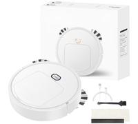Robot Vacuum Cleaner 25cm Slim Design with Spray Mop - USB Rechargeable Strong Suction for Pet Hair Hard Floor and Carpet Home Cleaning White(White)