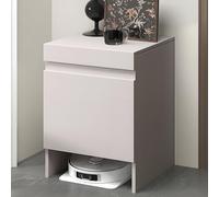 Robot Vacuum Hidden Cabinet with Doors, Space-Saving Storage Rack with Pull-Out Top for Water Change, Wooden Vacuum Storage Cabinet for Living Room, Bedroom, Kitchen