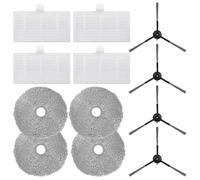 Robot Vacuum Replacement Parts Kit for Ultenic MC1, 4 Side Brushes 4 Filters 4 Mop Cloths, Plastic and Cloth Fabric Accessories for Enhanced Cleaning Efficiency