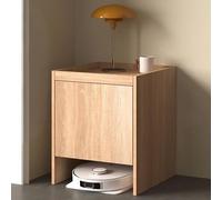 Robot Vacuum Side Table with Sto Cabinet 65cm Wooden Freestanding Rack PullOut Top for Easy Water Chan Versatile Home(Yellow)