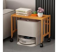 Robot Vacuum Stand Cabinet Cleaner Stand, Storage Shelf Above the Robot, Rolling Side Table, Modern Sofa Table for Living Room, Office or Kitchen (Brown, 60 * 53cm/23.6 * 21")