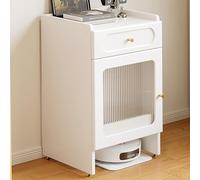 Robot Vacuum Stand Cabinet, Hidden End Side Table, Smart Sweeper Cabinet with Acrylic Doors, for Bedroom, Living Room, Dorm Room, Hallway, Entryway(White B)