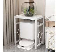 Robot Vacuum Stand Cabinet, Storage Shelf for Living Room End Table, Multi-Functional Cleaner Organizer, White