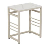 Robot Vacuum Stand Cabinet, Storage Shelf for Living Room End Table, Multi-Functional Cleaner Organizer, White