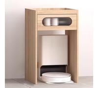 Robot Vacuum Storage Cabinet with Pull-Out Drawer, Multi-Functional Modern Design, Antis-Fall Edge, Perfect for Organizing Coffee Bars and Home Essentials