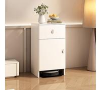 Robot Vacuum Storage Cabinet with Wheels Sleek White Design Space-Saving Organizer for Robot Cleaners Home & Office Use 50cm with Doors and Drawers