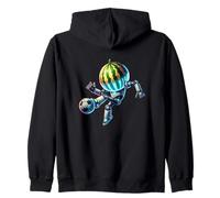 Robot Watermelon Head Soccer Football Dribbling Kick Zip Hoodie