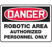 Robotic Area Authorized Personnel Only OSHA Danger Sign, Aluminum 7" x 10", Made in USA - AccuformNMC, MEQM113VA