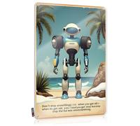 Robotic Beachcomber: A Tropical Adventure Fun Camper Decor - Retro Wall Art Essentials Hanging Wall Decor(30X40CM)