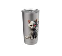 Robotic Cat Lover Cyborg AI Robot Dystopian Cats Stainless Steel Insulated Tumbler