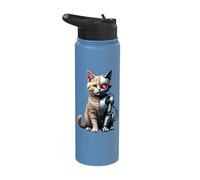 Robotic Cat Lover Cyborg AI Robot Dystopian Cats Stainless Steel Insulated Water Bottle