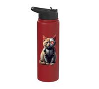 Robotic Cat Lover Cyborg AI Robot Dystopian Cats Stainless Steel Insulated Water Bottle
