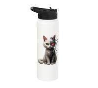 Robotic Cat Lover Cyborg AI Robot Dystopian Cats Stainless Steel Insulated Water Bottle