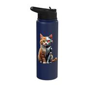 Robotic Cat Lover Cyborg AI Robot Dystopian Cats Stainless Steel Insulated Water Bottle