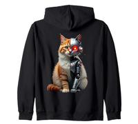 Robotic Cat Lover Cyborg AI Robot Dystopian Cats Zip Hoodie
