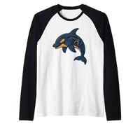 Robotic Dolphin Mech Sea Animal Futuristic Design Raglan Baseball Tee