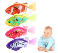 Robotic Fish Toy Swimming Robo Fish for Cats Dogs Interactive LED Light Bath Toy Realistic Swimming Action Automatic Water Activated Cat Toy Fish Safe Plastic Pet Play Toys (Yellow+Orange+Red+Purple)