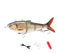 Robotic Fishing Lure, Bionic Swimming Lure with Propeller, Automatic Swimming Electronic Fish, Sinking Design, 4 Section Metal Linked Body, Colorful Coating, Hooks Included for Deep Water Fishing