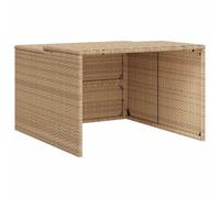Robotic Lawnmower Garage Beige Poly Rattan with Powder-Coated Steel Frame 86 x 90 x 52/57 cm Weatherproof and UV-Resistant for Outdoor Patio and Garden Tools Protection