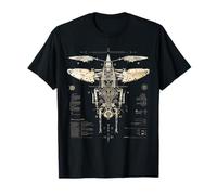 Robotic Locust Blueprint Tech Insect Sci-Fi Mechanical T-Shirt