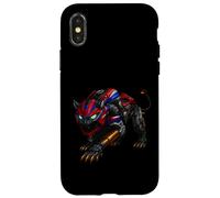 Robotic Motorycle Panther in Red and Blue Battle Stance Case for iPhone X/XS