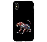 Robotic Panther Mech in Red White and Blue Case for iPhone X/XS
