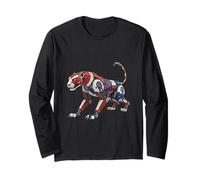 Robotic Panther Mech in Red White and Blue Long Sleeve T-Shirt