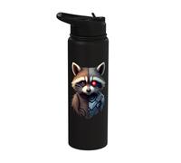 Robotic Raccoon Lover Cyborg AI Robot Dystopian Stainless Steel Insulated Water Bottle
