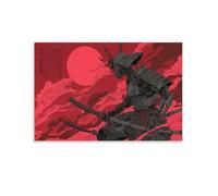 Robotic Samurai Poster Artwork Japanese Samurai Giclee Canvas Prints Modern Canvas Wall Art Picture Wall Hanging for Living Room Home Decorations 20x30inch(50x75cm)