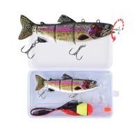 Robotic Swimming Fishing Electric Lures 5.12" USB Rechargeable LED Light Wobbler Multi Jointed Swimbaits Hard Lures Fishing Tackle (Rainbow Shad)