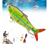 Robotic Swimming Fishing Lure 3.9" - USB Rechargeable LED Light Multi Jointed Swimbait, Electric Auto Swimming Bass Lure for Freshwater & Saltwater Fishing Tackle (Neon Jungle Perch)