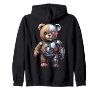Robotic Teddy Lover Cyborg AI Bear Robot Dystopian Zip Hoodie