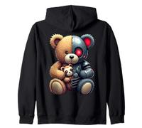 Robotic Teddy Lover Cyborg AI Bear Robot Dystopian Zip Hoodie
