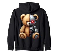 Robotic Teddy Lover Cyborg AI Bear Robot Dystopian Zip Hoodie