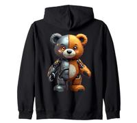 Robotic Teddy Lover Cyborg AI Bear Robot Dystopian Zip Hoodie