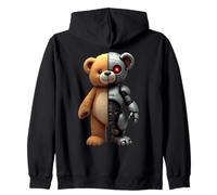 Robotic Teddy Lover Cyborg AI Bear Robot Dystopian Zip Hoodie